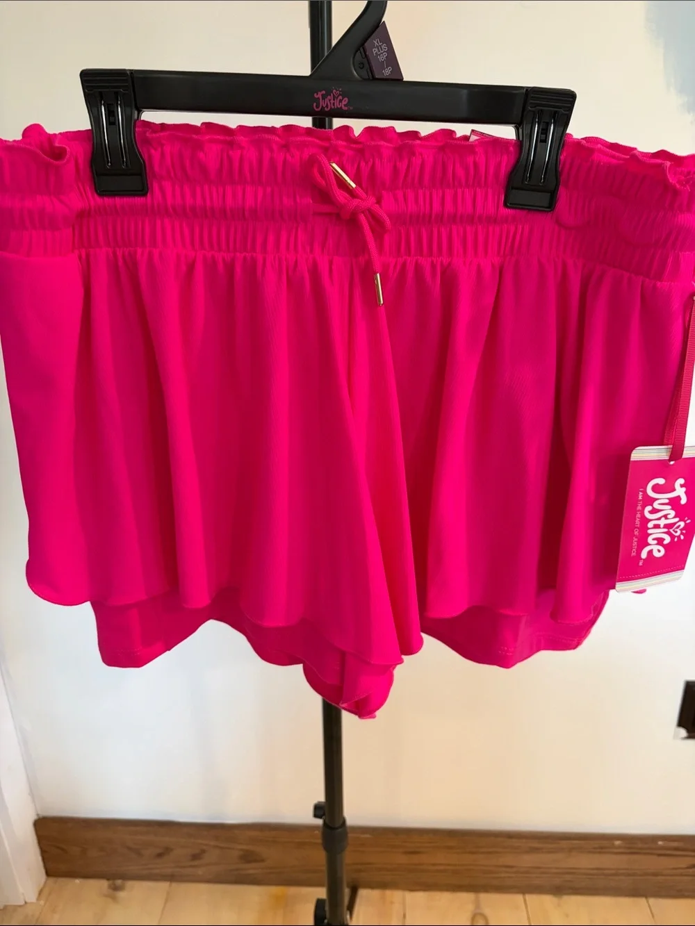 Lot of 2 Justice Neon Green & Hot Pink Athletic Shorts NWT Girls Size 16/18 Plus